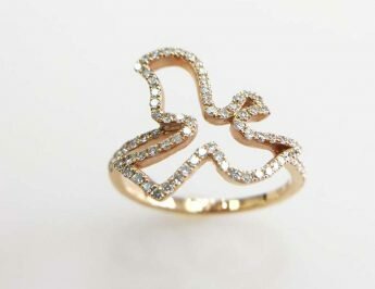 Anel de pomba em ouro com brilhantes - Jenry J