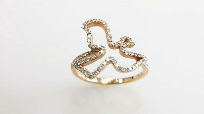 Anel de pomba em ouro com brilhantes - Jenry J