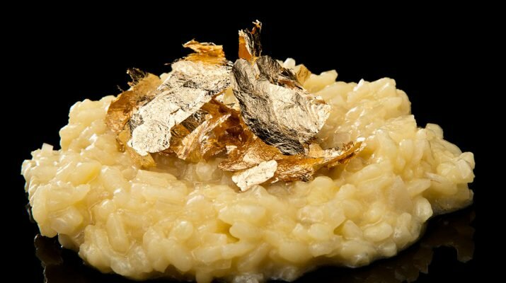Risoto milanês com folhas de ouro - Modernist Cuisine